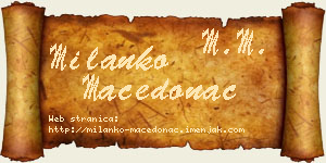 Milanko Macedonac vizit kartica